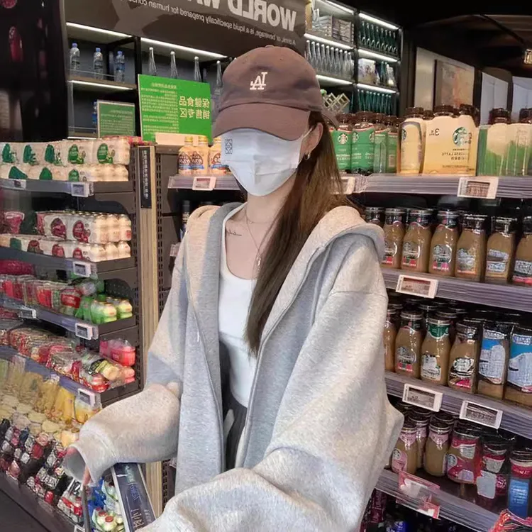 ins超火卫衣女秋冬oversize连帽薄款外套韩版潮宽松慵