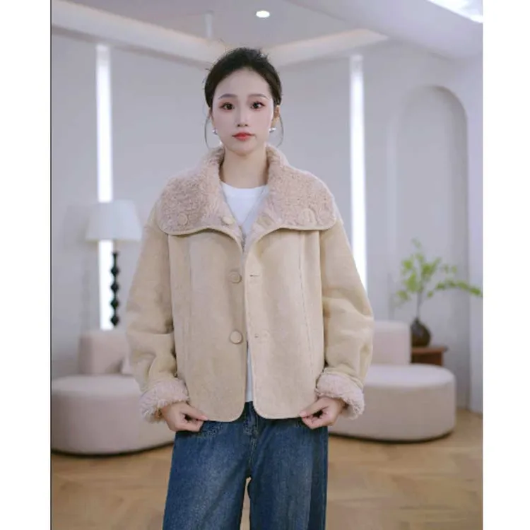 HANYU/韩禹TF216新款100%羊毛外套双面穿宽松显瘦时尚加厚保暖