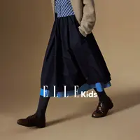 ELLE KIDS 蓬蓬大摆半身裙女儿童秋季新款拼接撞色A字纯棉裙子F5