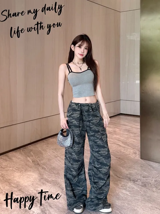 细肩带外穿纯色时尚一体杯美背背心夏季显瘦辣妹夏季运动风背心