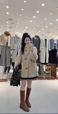 【鞠子】2860#高级感立领厚实保暖牛角扣100羊毛外套（需干洗长约75）