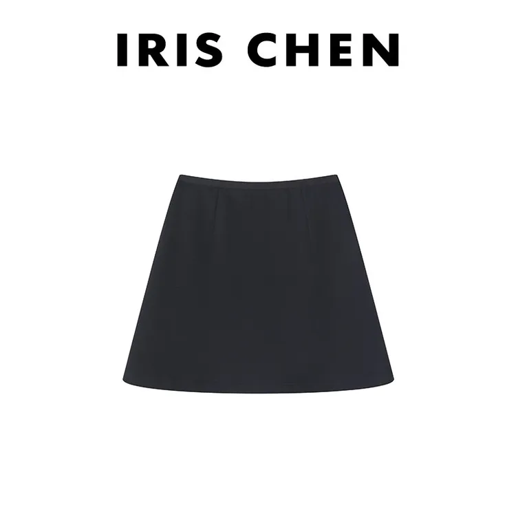 IRIS CHEN 高腰裙 25秋冬“醋酸羊驼绒”加厚松紧腰A字短裙25DQ884