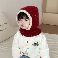 宝宝帽子秋冬护耳帽帽围一体巴拉克啦法帽针织帽毛线帽保暖帽子