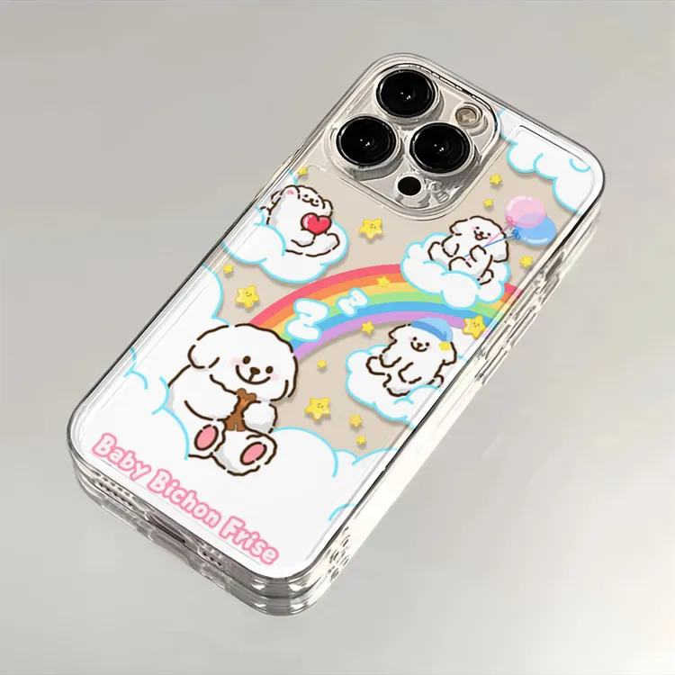 白云线条小狗适用苹果iPhone16promax14小米15华为70手机壳太空MT