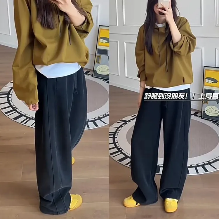 休闲弯刀裤女2025新款秋冬小个子胖黑色运动裤大码香蕉镰刀卫裤
