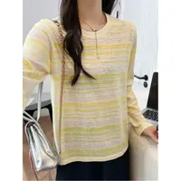 长袖~竹节棉「贝尔奶黄·多巴胺条纹」长袖25068