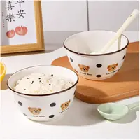 加厚釉下彩小熊4.5英寸米饭碗3只