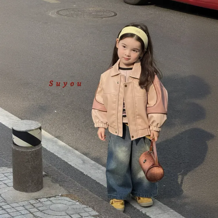 女童外套儿童春秋装2025新款时尚超好看炸街皮衣宝宝防风休闲上衣