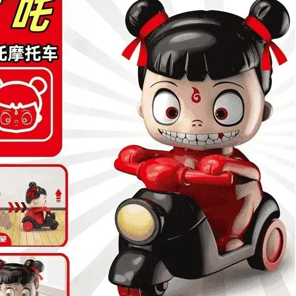 哪吒按压摩托三轮车爆款敖丙回力摩托车无需电池环保节能儿童玩具