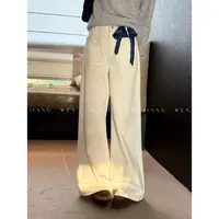 【高智白牛】白色阔腿裤高腰垂感直筒牛仔裤