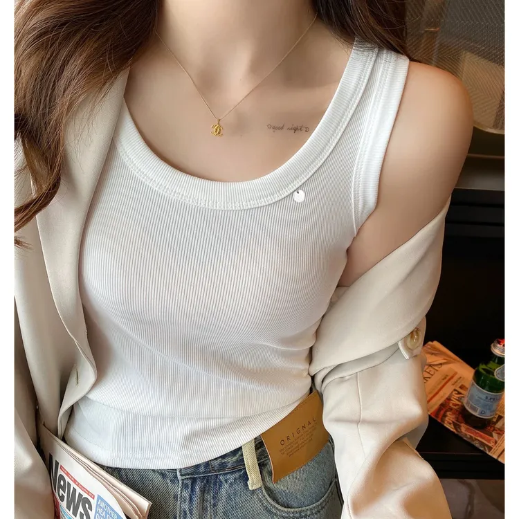 樊范儿2025春夏新款百搭上衣女欧若风内搭T恤时尚装饰背心-25088