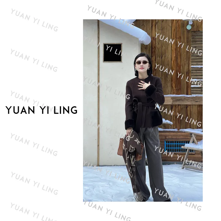 袁艺灵【F家奢品】羊毛山羊绒桑蚕丝美利奴羊皮毛一体双面呢大衣