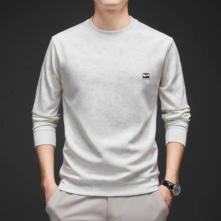 2025新款男长袖打底衫休闲秋季透气男士卫衣圆领弹力有型舒适亲肤