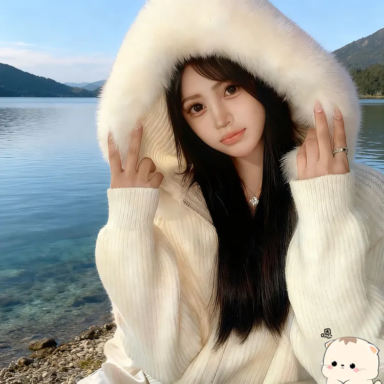 2025冬季加厚拉链开衫百搭时尚大毛领针织连帽衫