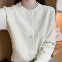 680#小香风长袖针织衫显瘦时尚百搭圆领开衫