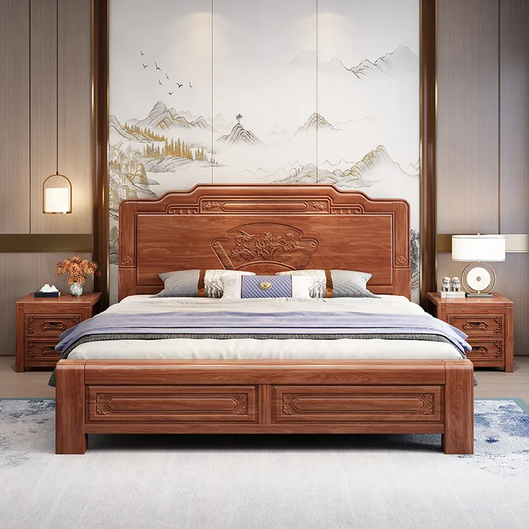 【书香墨韵】榫卯结构实木床1.8双人床古典中式主卧1.5仿古雕花床