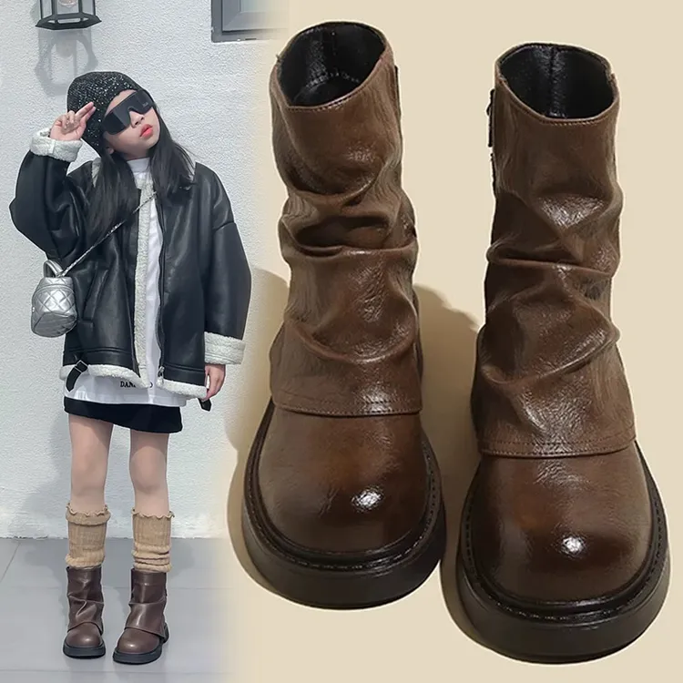 女大童靴子2025秋冬新款中大童加绒儿童马丁靴公主小女孩学生短靴