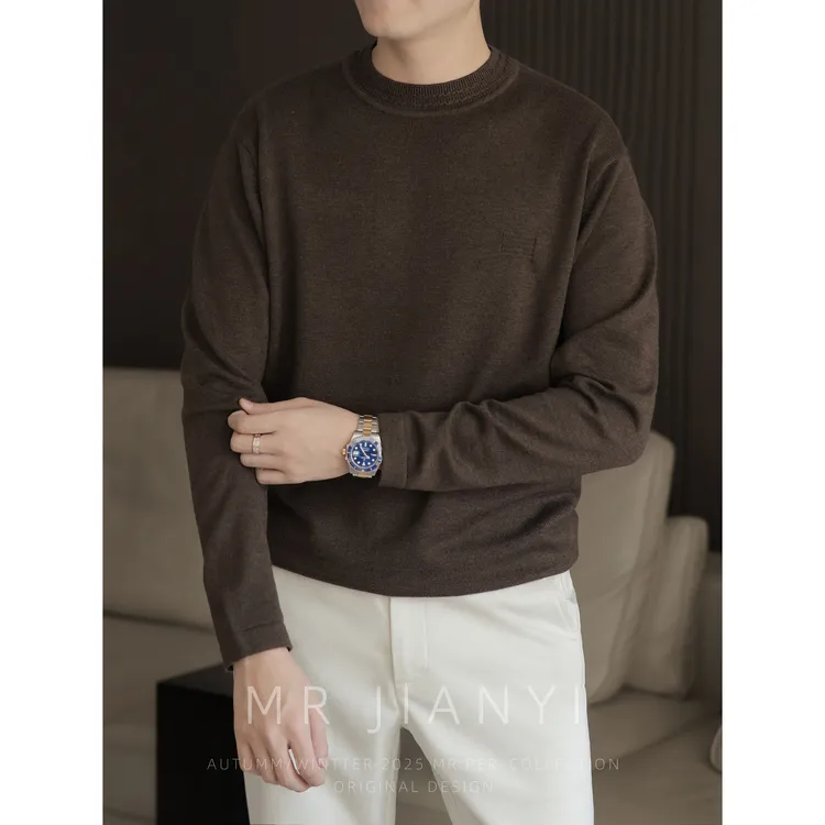MR JIANYI 秋冬【暖憩时光】中领打底针织衫绵羊毛桑蚕丝混纺毛衣男