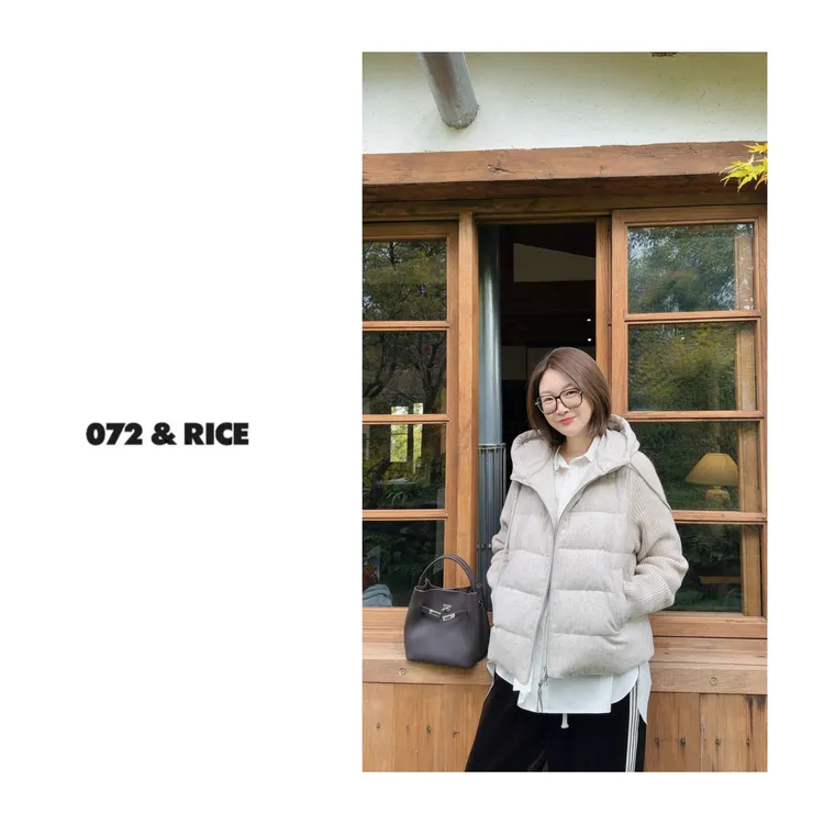 072 & RICE【猛男米线】秋冬休闲拉链拼接袖羽绒外套 A-32HMS27