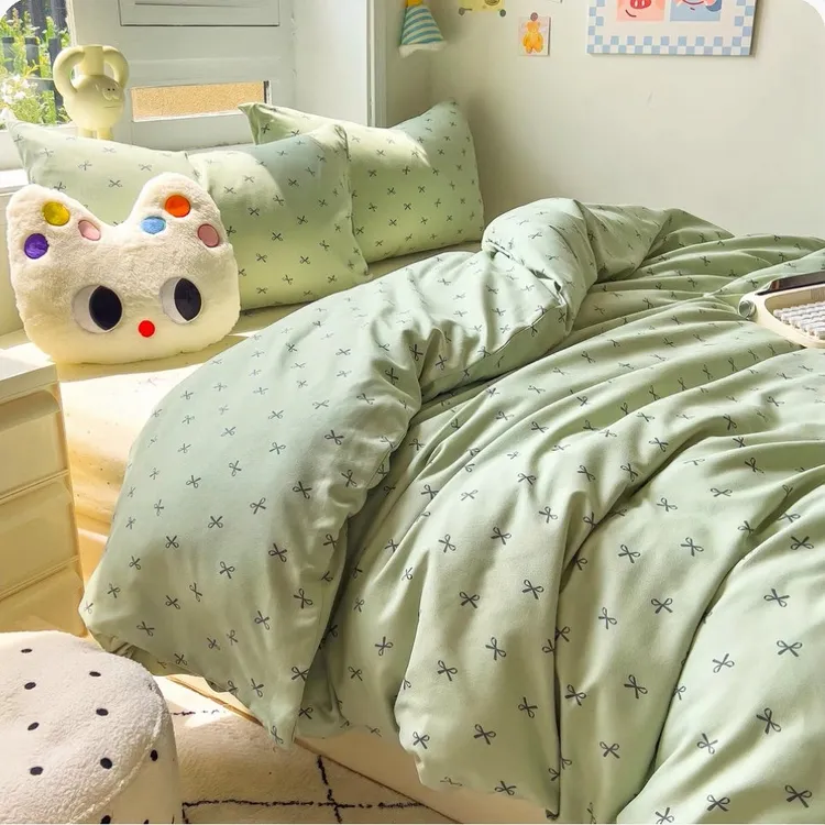 A类母婴级少女心针织有氧双层纱四件套