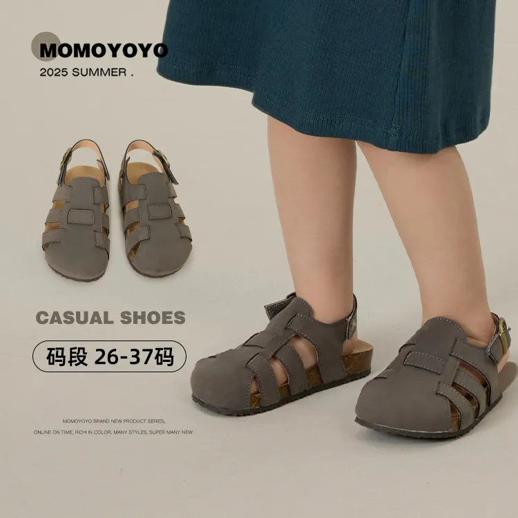 辰辰妈【勃森】儿童鞋子夏季新男童勃肯凉鞋包头镂空小童鞋25X09030