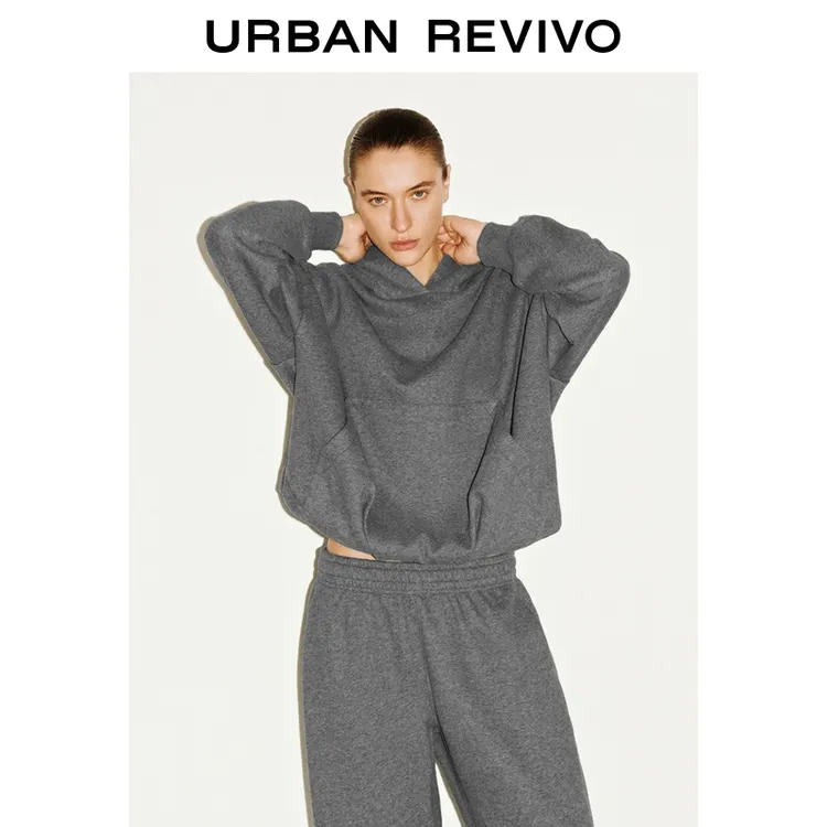 UR2025冬季新款女装休闲简约连帽口袋超宽松卫衣UWH450145