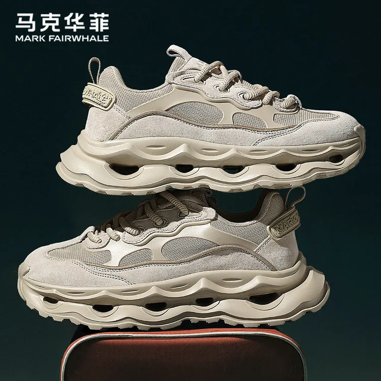 马克华菲老爹鞋男款2025秋冬季真皮复古ins潮流休闲鞋增高运动鞋