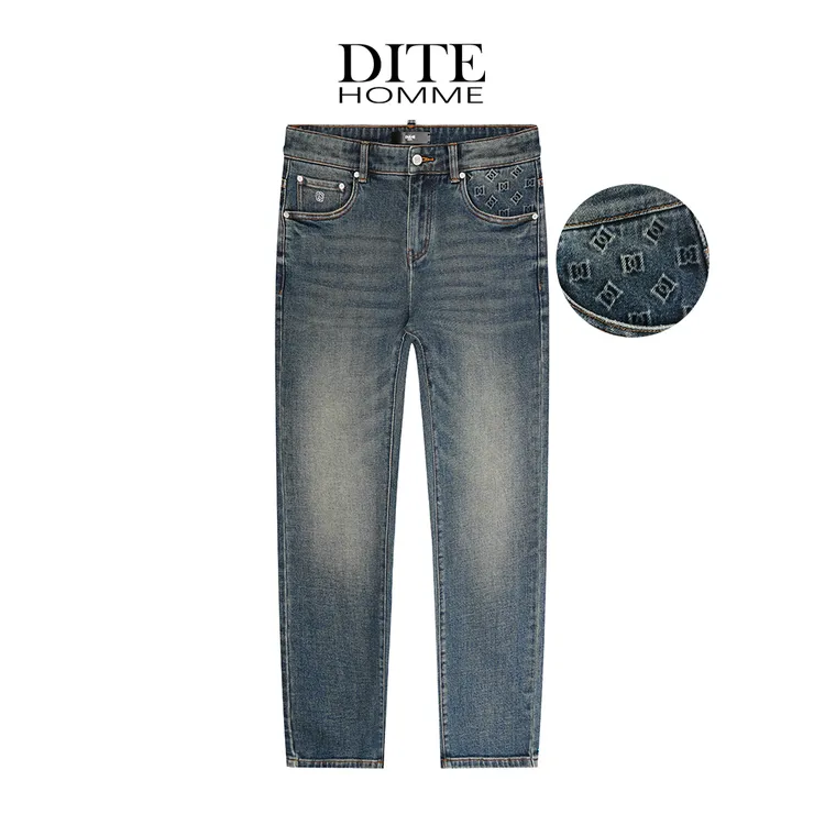 DITE男装 直筒休闲牛仔裤25秋冬季男士新款修身弹力水洗牛仔裤