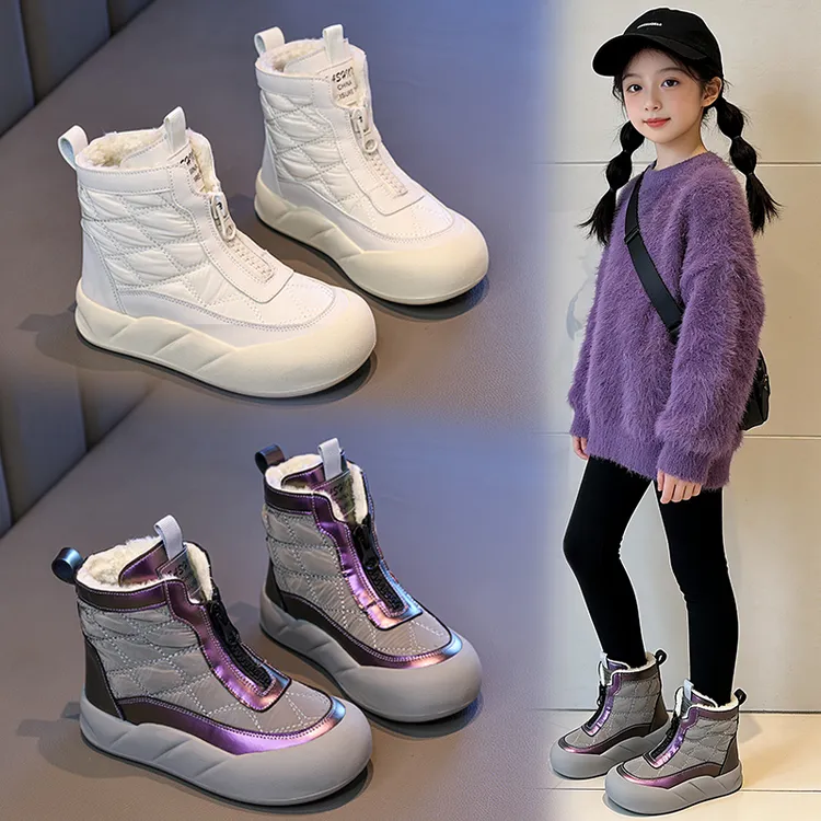 女童棉靴2025冬季新款儿童防滑防水雪地靴中大童女孩加绒加厚短靴