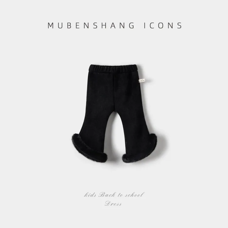 木本尚儿童裤子【零下可以穿雪尼尔】休闲裤秋冬保暖加厚女童长裤