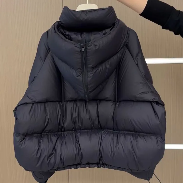 韩系短款黑色棉服女冬冬季新款小个子时尚百搭加厚面包服棉袄外套