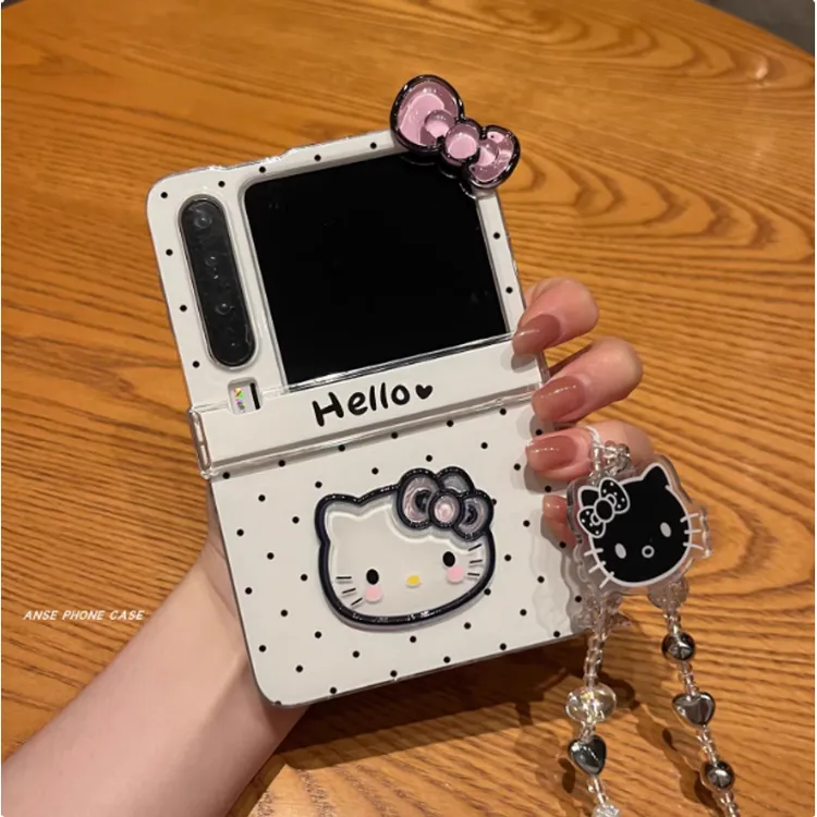 黑波点蝴蝶结kt猫可爱卡通适用华为purax折叠屏手机壳pocket2荣耀