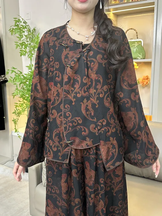 玄绫织金鲤·四经绞罗上衣 新中式国风女装1b1108942