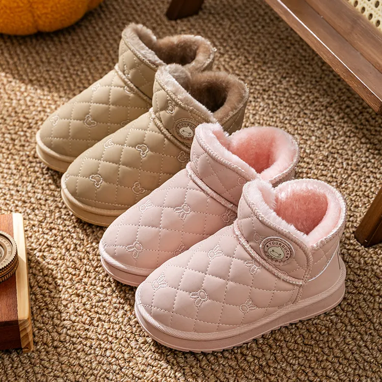 妙优童儿童棉靴女童软底秋冬加绒加厚保暖棉鞋男童防滑儿童雪地靴