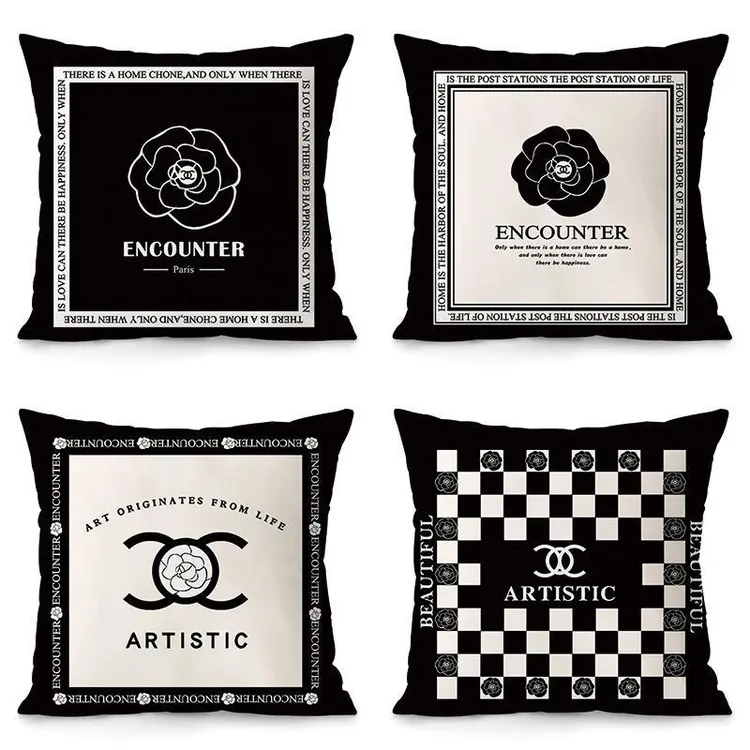 ins现代轻奢现代黑白简约绒面抱枕枕套沙发客厅民宿腰靠枕靠垫