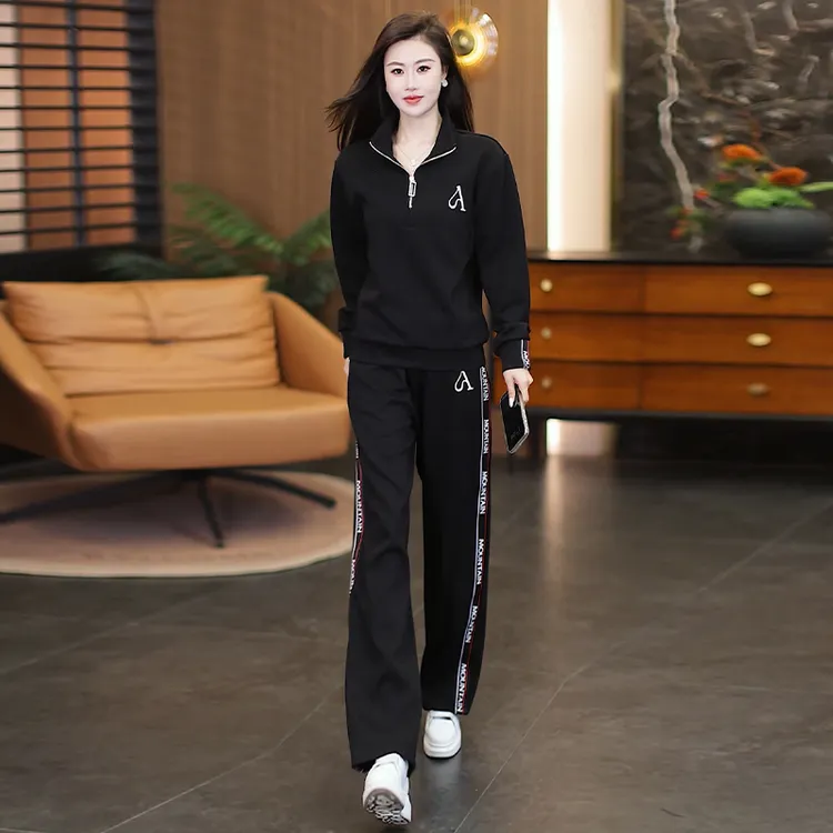 大码运动服休闲套装女士2025秋装新款时尚洋气卫衣阔腿裤两件套