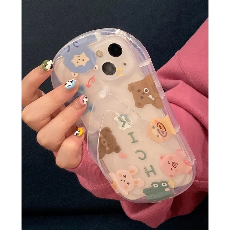 奥菲顿一圈可爱小动物适用苹果15/16pro拖鞋手机壳iPhone14/13/12