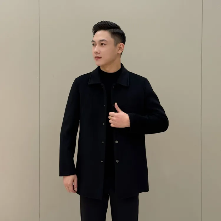 T&X/梯形男士秋冬修身两色羊毛翻领风衣外套（内胆可拆卸）（0016）