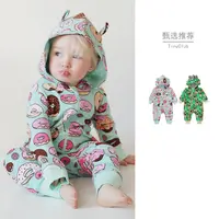 Tiny People欧美ins风婴儿春秋外出服连帽连体衣宝宝拉链长袖爬服