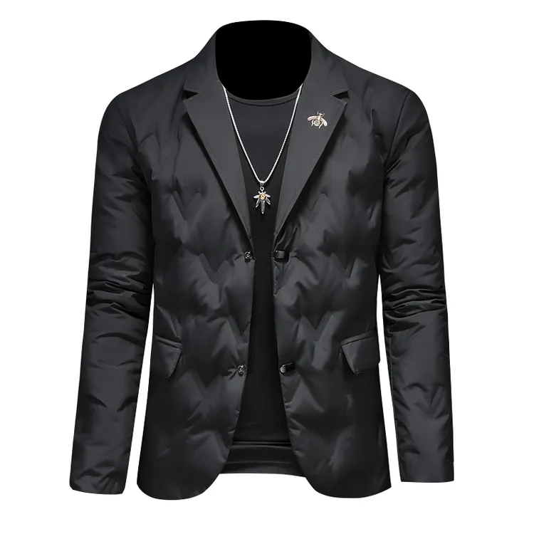 罗尔基那斯高级感西装领羽绒服男轻薄潮流白鸭绒冬季新款青年短款