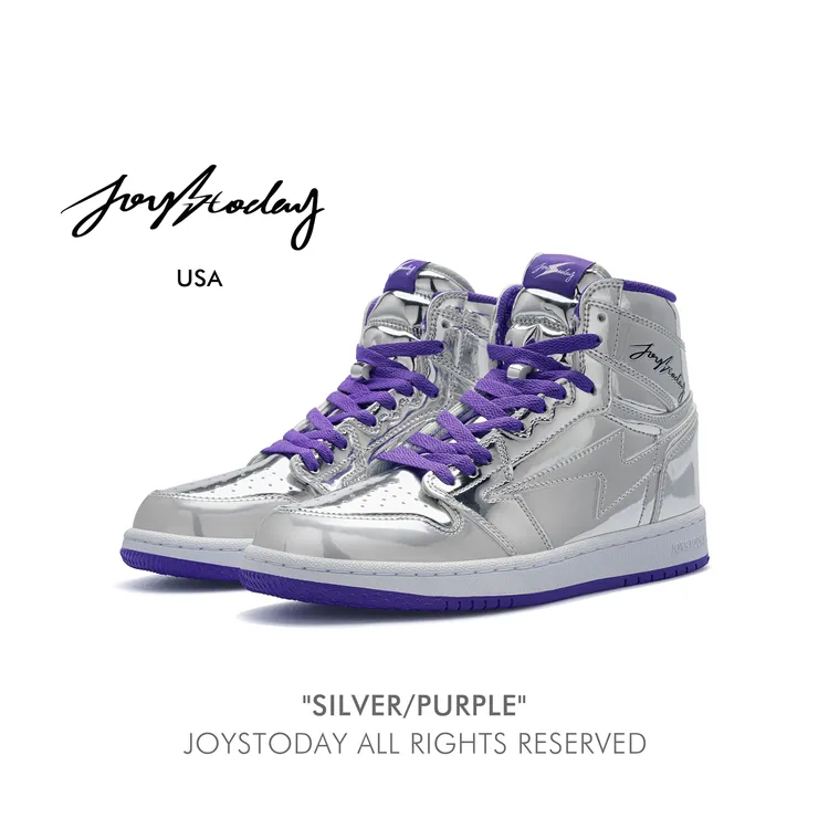 AIR JOYSTODAY 闪电AJ1 RETRO HIGH银紫漆皮高帮大LOGO闪电板鞋