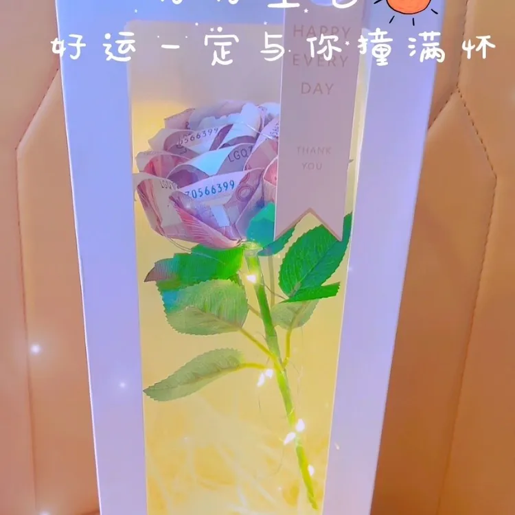 单支玫瑰手提袋透明礼盒装材料