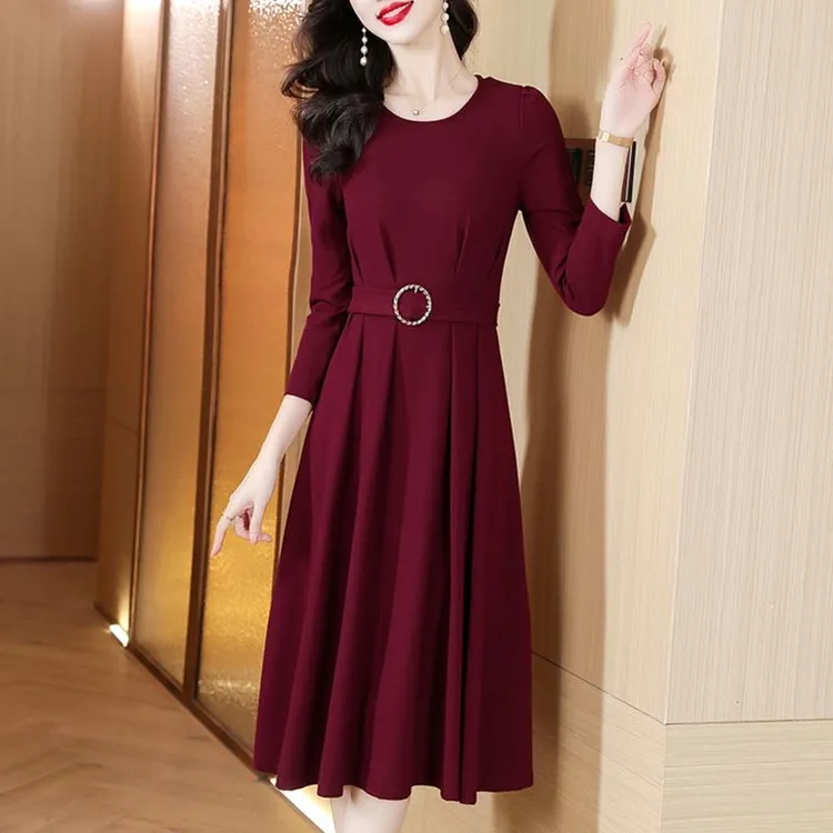 红色连衣裙女2025新款春装高端品牌喜婆婆婚宴装礼服妈妈婚礼裙子