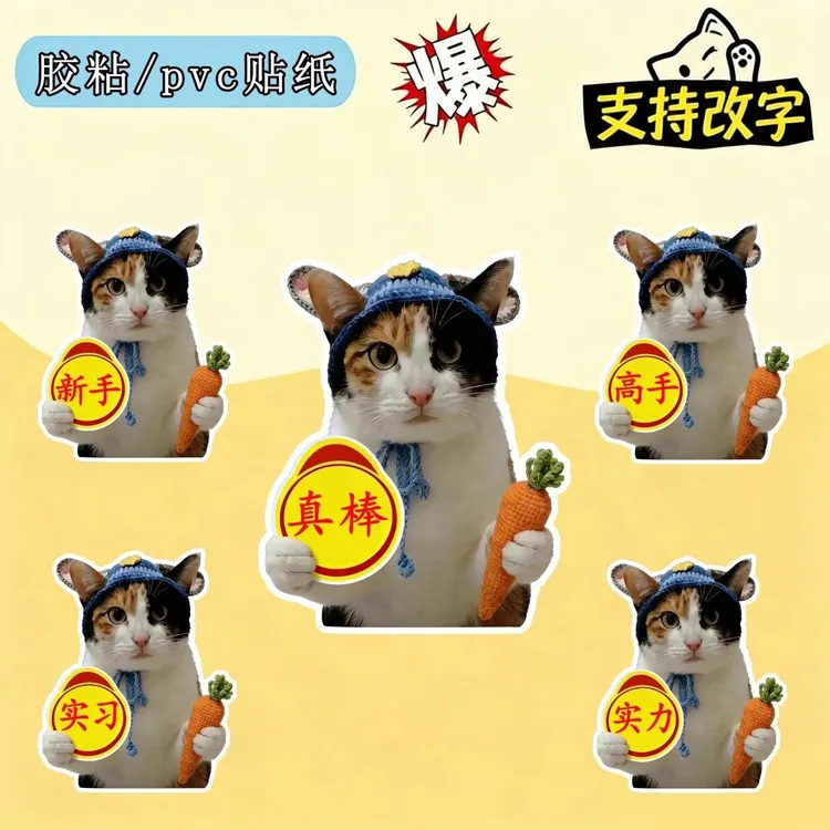 萝卜纸巾猫咪车贴高手真棒搞笑实习表情包创意新手司机meme贴纸