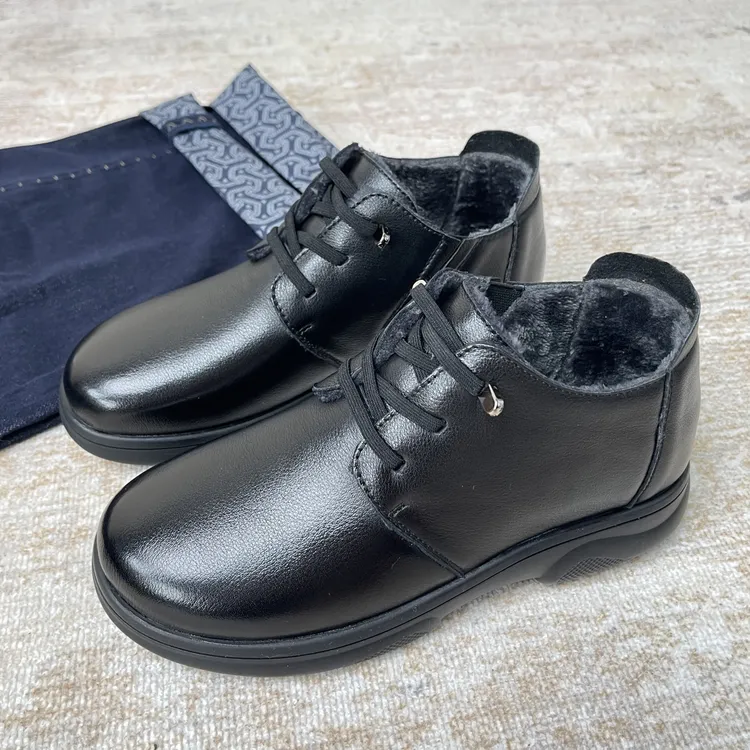 88088冬季真皮软底妈妈棉鞋保暖防滑平底老人鞋头层牛皮加绒皮鞋