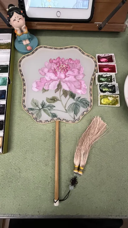 古风纯手绘团扇新中式旗袍汉服搭配特色舞蹈扇国画扇子拍照道具