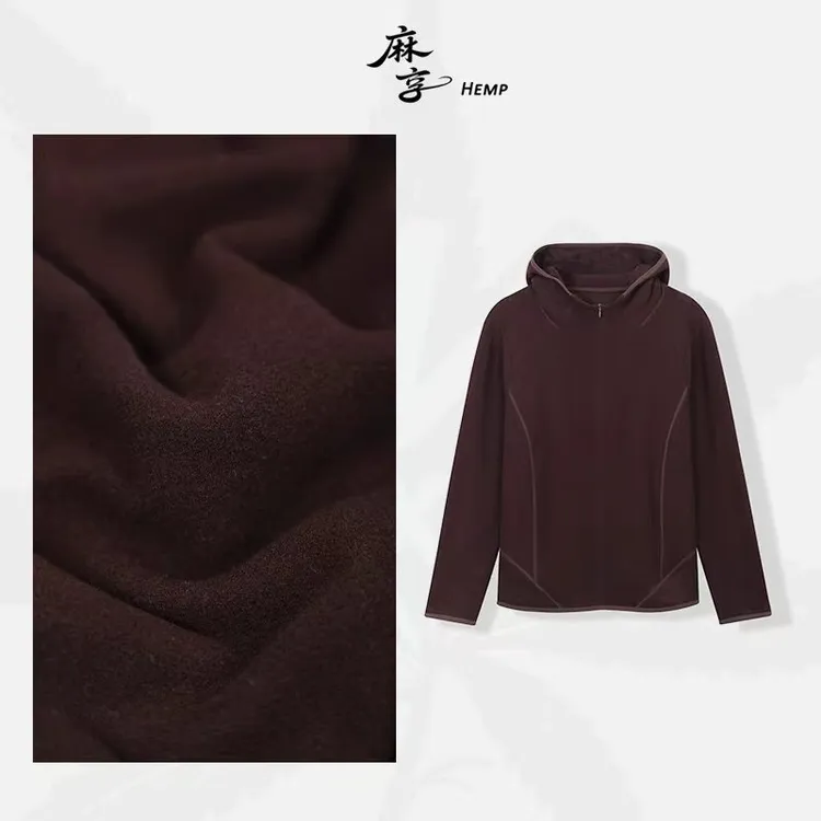麻享蚕丝澳绒连帽衫显瘦分割线卫衣戴帽打底帽衫FSY51043