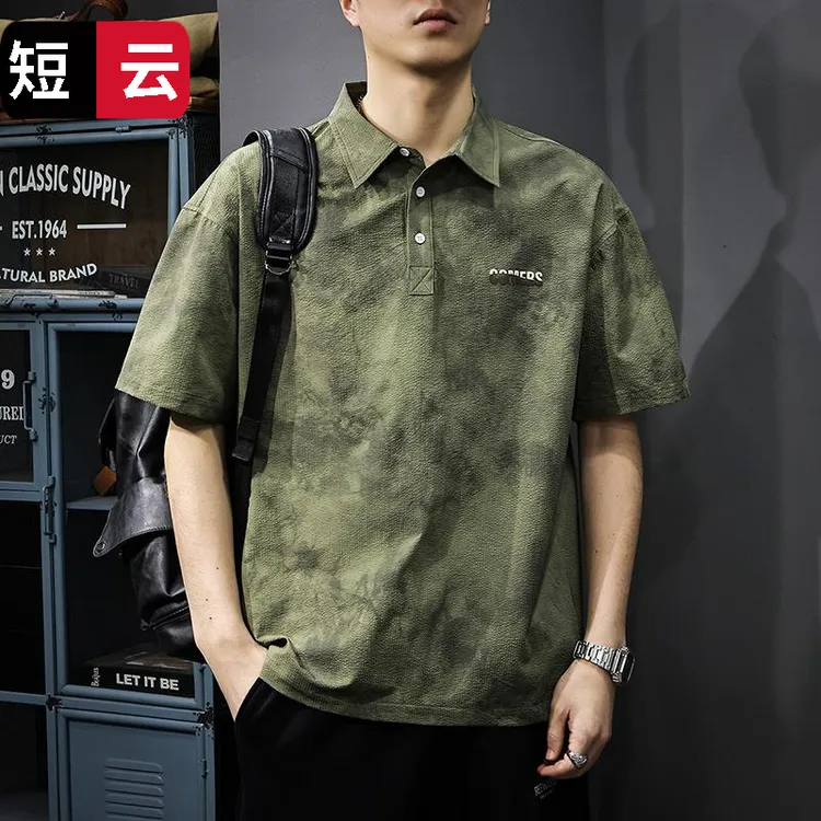夏季薄款美式翻领短袖Polo衫男2025新款重磅宽松潮牌凉感半袖T恤