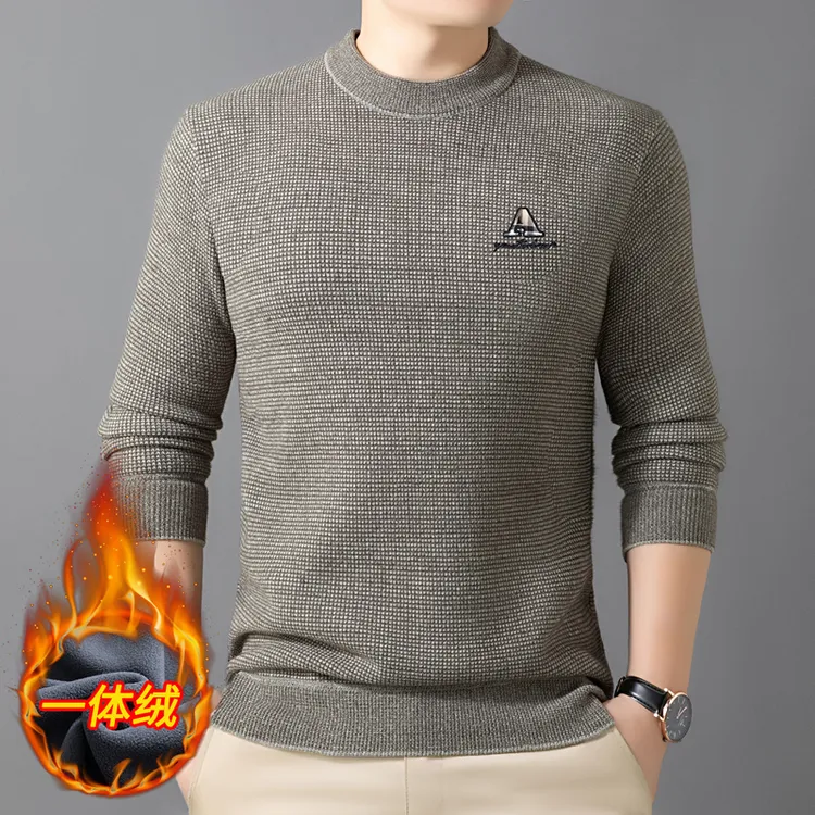胖子大码男装毛衣男冬季加绒加厚加肥加大宽松百搭休闲保暖打底衫