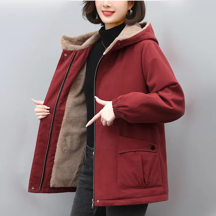 宽松显瘦女短外套大码女士短款夹克妈妈冬季棉衣上衣洋气时尚棉袄